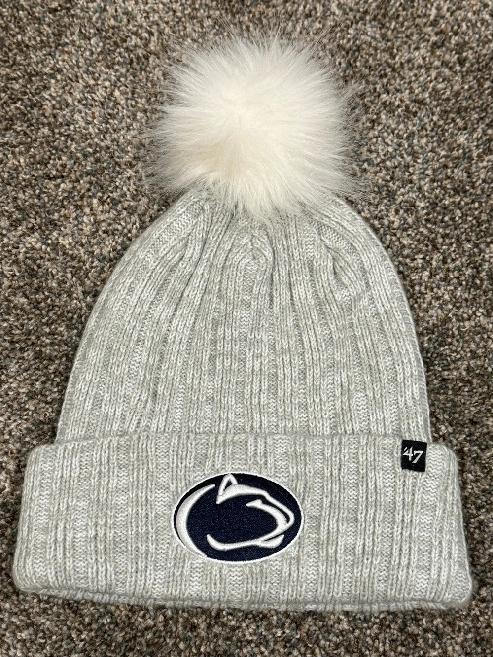 'Penn State: Nittany Lions 47 Brand Light Gray Pom Knit Beanie Hat : warm : PSU